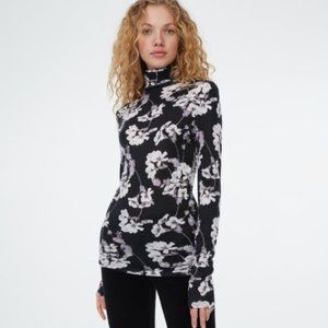 CLUB MONACO Julie Turtleneck Black Floral XS